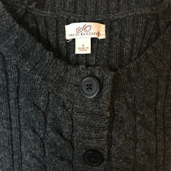 Wool blend Gray Cable Cardigan - Picture 8 of 8